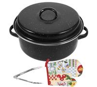 Luxshiny Plat à Rôtir Multifonction Casserole pour Cuisson de Patates Douces et Dinde en Émail Noir Bords Lisses sans Bavure, pour Thanksgiving et Noël