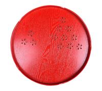 Luxshiny Plateau à Thé en Bois Ajouré Rond, Plateau Décoratif Rouge pour Cérémonie de Mariage, Poignée Ergonomique Antidérapante, Accessoire Pratique pour Service à Thé et Présentation