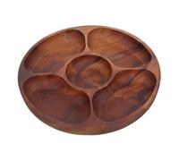 Luxshiny Plateau de Service Acacia Rond à Compartiments Divisés pour Apéritifs Fruits Secs Fromages Dessert Plateau Organisateur Élégant et Fonctionnel pour Snacks Variés