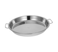 Luxshiny Plateau de Service Acier Inoxydable avec Poignées Ergonomiques Plat Rond pour Rôtir Vapeur et Servir Viande et Légumes pour Barbecue Extérieur et Stockage Alimentaire