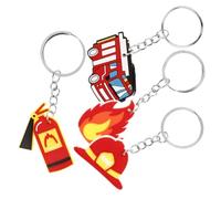Luxshiny Porte-Clés De Pompier En Pvc Souple 4 Pièces Porte-Clés Unique Pour Casque De Camion De Pompier Et Pendentif Pour Pompiers