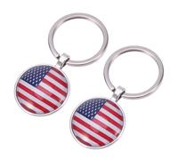 Luxshiny Porte-clés Drapeau Américain 2pcs en Alliage et Verre, Accessoire Patriotique Chic pour Décoration de Paquet et Fête Jour de L'indépendance