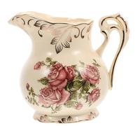 Luxshiny Pot à Lait Pichet à Crème en Céramique 250ml Style Européen Poignée Élégante pour Servir Chaud, Design Rétro Impression Dorée