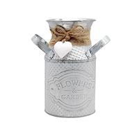 Luxshiny Pot De Lait Galvanisé Cruche Rétro Vase Métal Rustique Vintage Vase À Fleurs Primitif Porte-Fleurs Pichet Seau Vase Cruche Pot Ferme Décor Blanc