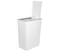 Luxshiny Poubelle à Pression 15l avec Couvercle à Clapet, Plastique Solide, Couleur Titane Blanc, Poubelle Compacte Cuisine, Salle de Bain et Bureau, Corbeille à Déchets Multi-usages