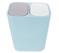 Luxshiny Poubelle Cuisine 15l à Double Compartiment, Seau à Déchets Secs et Humides, Poubelle Couvercle, Système de Tri des Déchets pour Recyclage, Design Compact et Stable, Couleur Bleu