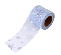 Luxshiny Rouleau de Tulle Gaufré Flexible et Lavable Motif Flocon de Neige Scintillant pour Décoration de Fête de Noël, 25 Yards, pour Emballage et Décoration