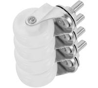 Luxshiny Roulettes Pivotantes en PP Blanc 4 Pièces 3,8 CM Tige Filetée M8 pour Chariot de Salon de Beauté et Bureau, Roues de Rechange pour Petit Mobilier