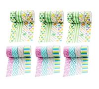 Luxshiny Ruban Adhésif Washi Mini Coloré pour Décorer Journal Intime et Présents Faits Main, Bandes Adhésives Faciles à Déchirer, Design Unique et Couleur Couleur Aléatoire Style Aléatoire