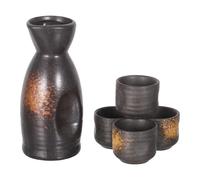 Luxshiny Service à Saké Chaud Japonerie en Céramique Couleur Jaune Jade Grand Tokkuri 1 Bouteille 4 Tasses à Saké Ensemble Traditionnel pour Maison et Restaurant Préserve Arômes