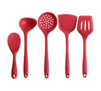 Luxshiny Set de 5 Ustensiles Cuisine en Silicone Rouge, Résistants Haute et Basse Température, Moulage Intégral, pour Cuisiner au Quotidien