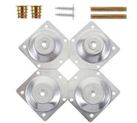 Luxshiny Set de Plaques de Fixation Support Solide Argenté Lot de 4 Vis de Connexion pour Pieds Inclinés de Meubles pour Table, Chaise ou Chevet