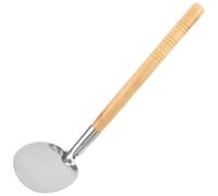 Luxshiny Spatule à Wok Ustensile Cuisine Traditionnel en Acier Inoxydable avec Manche en Bois, Résistance Haute Température et Prise en Main Confortable pour Frire