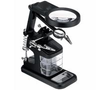 Luxshiny Station de Soudage de Bureau Loupe LED 3x/4,5x, Pinces Crocodile Réglables, Bras Flexibles, Base Stable pour Modélisme et Bijouterie