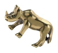 Luxshiny Statue de Rhinocéros Miniature en Laiton, Décoration Artisanale Compacte pour Bureau et Jardin, Ornement Vintage Solide et Stable, Figurine Décorative Intérieure en Métal Robuste