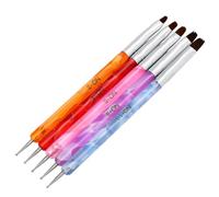 Luxshiny Stylo pour Nail Art Double Embout 5pcs Brosse en Nylon et Pointe Boule, Facile à Manipuler, Réutilisable, pour Usage Professionnel et Personnel
