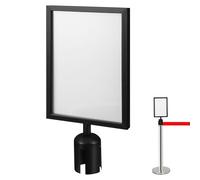 Luxshiny Support de Panneau Vertical en Acier Inoxydable 17,32X8,66 Pouces Sangle Rétractable pour Signalisation Aéroport, Banques et Espaces Publics