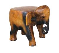 Luxshiny Tabouret Repose-Pieds Portable et Pratique pour Usage Domestique ou Bureau en Bois Massif Rond Forme Éléphant Design Sculpté Marron Original