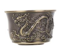 Luxshiny Tasse à Thé Chinoise en Bronze Marron Design Vintage Gravure Dragon et Phénix, pour Cérémonie Traditionnelle du Thé et Usage Domestique
