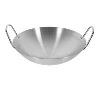 Luxshiny Wok Acier Inoxydable 26 CM, Poêle à Double Anse, Fond Rond, Ustensile la Cuisine Maison, pour Sautés et Friture