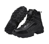 Luxsines Leather Boots, Mens Support Anti-Puncture Work Boots, Waterproof Slip on Hiking Sneakers (Black,33.5)