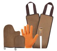 Luxspire 5 en 1 Applicateur de Bronzage, Ensemble d'Outils de Bronzage avec Gant Exfoliant, Pinceau de Maquillage, 2 Types Gants Applicateurs Autobronzants, Applicateur de Lotion pour Dos - Brun