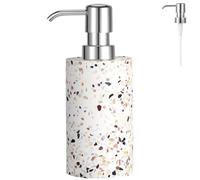 Luxspire Distributeur de Savon à Pompe, Bouteuille Cylindrique en Résine avec Pompe à Savon Liquide Lotion, Récipient de Shampooing Rechargeable, Décoratif pour Salle de Bains, Cuisine, Terrazzo