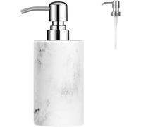 Luxspire Distributeur de Savon à Pompe, Bouteuille Cylindrique en Résine avec Pompe à Savon Liquide Lotion, Récipient de Shampooing Rechargeable, Décoratif pour Salle de Bains, Cuisine - Blanc