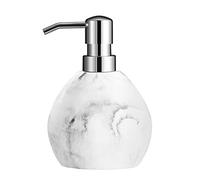 Luxspire Distributeur de Savon en Résine, Bouteuille Sphérique avec Pompe pour Ranger Savon Liquide Lotion, Récipient de Shampooing Rechargeable, Décoratif pour Salle de Bains, Cuisine - Blanc