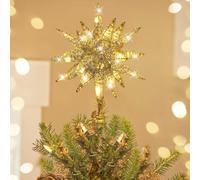 Luxspire Étoile de Sapin de Noël Lumineuse 3D avec Alimentation USB, minuterie et télécommande, décoration de Noël intérieure, Champagne doré