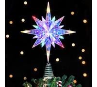 Luxspire Étoile de Sapin de Noël Lumineuse, Topper Étoile avec Branchement USB et Télécommande, Décoration en Métal LED de 9,8", Ornement Vintage Moderne pour Sapin de Noël, Bethlehem Star-Colorful