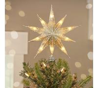 Luxspire Étoile de Sapin de Noël Lumineuse, Topper Étoile avec Branchement USB et Télécommande, Décoration en Métal LED de 9,8", Ornement Vintage Moderne pour Sapin de Noël, Champagne Gold