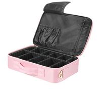 Luxspire Grande Trousse de Maquillage de Voyage, Organisateur de Cosmétiques 3 Compartiments avec Bandoulière Réglable, Sac de Toilette Zippé pour Femmes & Professionnelles, Rose