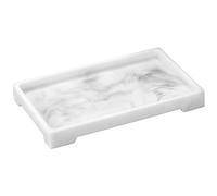 Luxspire Plateau Bijoux Rectangulaire en Résine, Plateau de Rangement de Salle de Bain Organisateur de Maquillage Toilette, Plateau Décoratif pour Bijoux Cosmétique Bougies Savon, M - Marbre Blanc