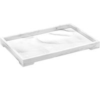 Luxspire Plateau Bijoux Rectangulaire en Résine, Plateau de Rangement de Salle de Bain Organisateur de Maquillage Toilette, Plateau Décoratif pour Bijoux Cosmétique Bougies Savon, L - Grain Blanc