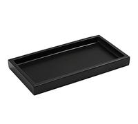 Luxspire Plateau Bijoux Rectangulaire en Résine, Plateau de Rangement pour Réservoir de Toilette de Salle de Bain, Plateau Décoratif pour Tissus Bougies Savon Serviette Plante - Noir Mat