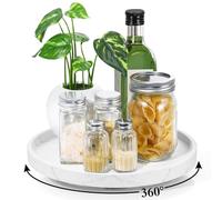 Luxspire Plateau de Rangement Rond, 27cm Plateau Décoratif Salle de Bain, Plateau Tournant pour Table en Marbre, Organisateur Rotatif pour Comptoir, Cuisine et Garde-Manger, Gravier Blanc