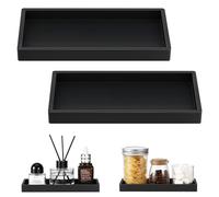 Luxspire Plateau de Salle de Bain - 2 Paquets (20 x 10cm) Porte-Savon en Silicone pour Évier de Comptoir de Cuisine, Plateau pour Salle de Bain pour Distributeur de Savon, Parfum, Noir Mat