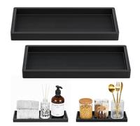 Luxspire Plateau de Salle de Bain, Porte-Savon en Silicone pour Évier de Comptoir de Cuisine, Plateau pour Salle de Bain pour Distributeur de Savon, Parfum, 30 x 13 cm, 2 Paquets, Noir Mat