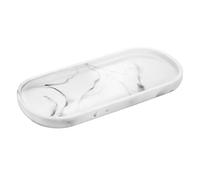 Luxspire Plateau Décoratif Ovale en Résine, Plateau de Rangement pour Toilette, Organisateur de Salle de Bain, Porte Bijoux Rangement pour Ranger Bougies, Savon, Décoration Idéale - Marbre Blanc