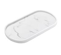 Luxspire Plateau Décoratif Ovale en Résine, Plateau de Rangement pour Toilette, Organisateur de Salle de Bain, Porte Bijoux Rangement pour Ranger Bougies, Savon, Décoration Idéale, M - Marbre Blanc