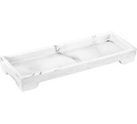 Luxspire Plateau Décoratif Rectangulaire en Résine, Plateau de Rangement de Salle de Bain Organisateur de Maquillage Toilette, Plateau Bijoux pour Cosmétique Tissus Bougie Savon, S - Blanc