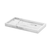 Luxspire Plateau Décoratif Rectangulaire en Résine, Plateau de Rangement pour Réservoir de Toilette de Salle de Bain, Plateau Bijoux pour Tissus Savon Serviette Plante, S - Marbre Blanc