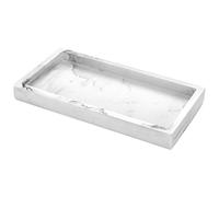 Luxspire Plateau Décoratif Rectangulaire en Résine, Plateau de Rangement pour Réservoir de Toilette de Salle de Bain, Plateau Bijoux pour Tissus Savon Serviette Plante, S - Blanc