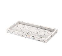 Luxspire Plateau Décoratif Rectangulaire en Résine, Plateau de Rangement pour Réservoir de Toilette de Salle de Bain, Plateau Bijoux pour Tissus Savon Serviette Plante, Terrazzo