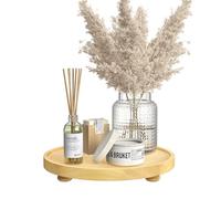 Luxspire Plateau Décoratif Rond pour Salle de Bain, Plateau en Bois pour Décoration de Table Basse, Support en Bois pour Décoration Farmhouse Décoration de Comptoir de Cuisine, 10"/25cm, Bois