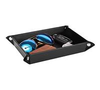 Luxspire Plateau Rectangulaire Classique en Cuir, Plateau de Rangement pour Monnaie, Clé, Portefeuille et Accessoire - Moyen, Noir