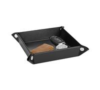 Luxspire Plateau Rectangulaire Classique en Cuir, Plateau de Rangement pour Monnaie, Clé, Portefeuille et Accessoire - Petit, Noir