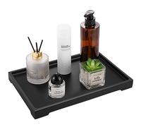 Luxspire Plateau Rectangulaire en Résine, Plateau de Rangement Organiseur de Salle de Bain Toilette, Plateau Décoratif pour Bijoux, Cosmétique, Tissus, Bougies, Savon, Serviette, Plante - Noir