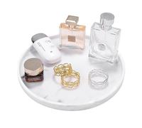 Luxspire Plateau Rond décoratif en résine pour Salle de Bain, évier de Cuisine, Plateau de Service, Organisateur pour café, Parfum, Savon, Serviette, Commode, Bijoux, cosmétiques, décoration